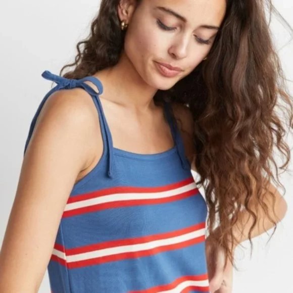 MARINE LAYER Sadie Midi Dress in Red Stripe Size S - Picture 3 of 13